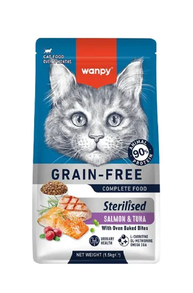 Wanpy Grain Free Dry Food For Sterilized Cat-Salmon 1.5KG