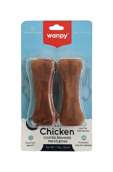 Wanpy Dog Chicken Coated Rawhide Bone (pack of 2)