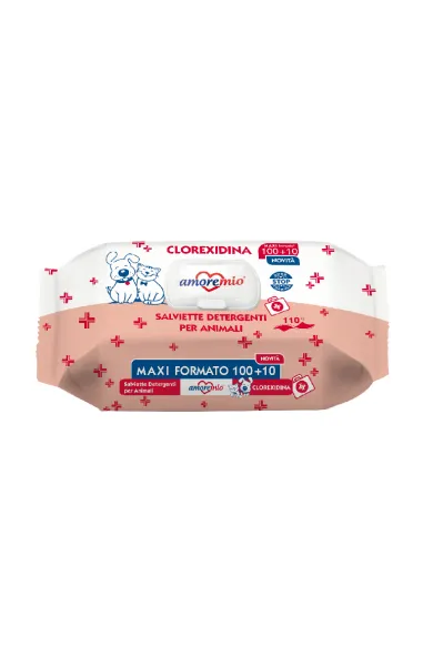 Amoremio Chlorhexidine Pet Wipes – Maxi Pack (100+10 Wipes)
