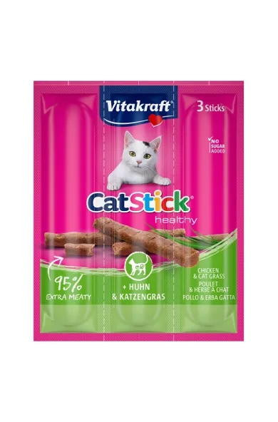 VITAKRAFT CAT STICKS MINI CHICKEN & CAT GRASS