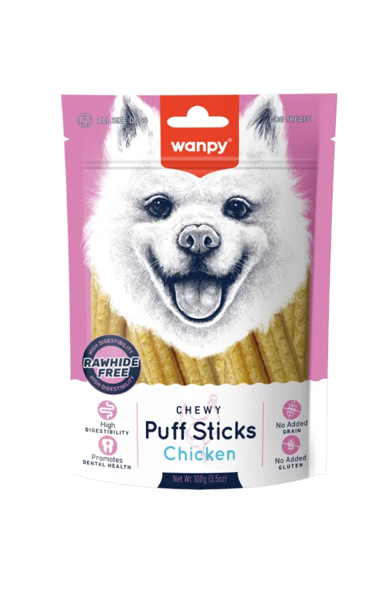 Wanpy Dog Chewy Puff Sticks Chicken 100g*10