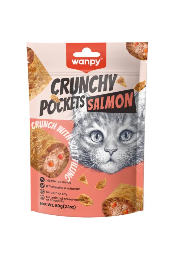 Wanpy Cat Crunchy Pockets Salmon & Roe 60g*10