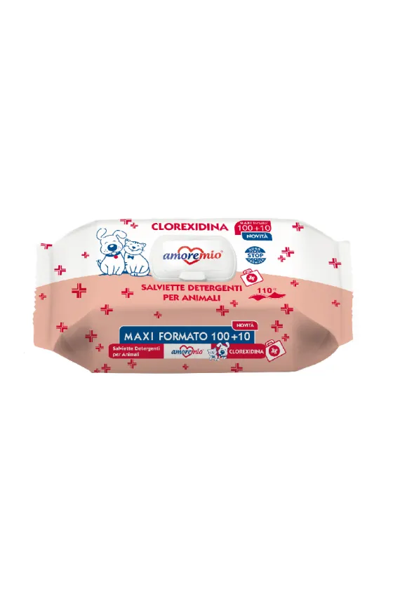 Amoremio Chlorhexidine Pet Wipes – Maxi Pack (100+10 Wipes)