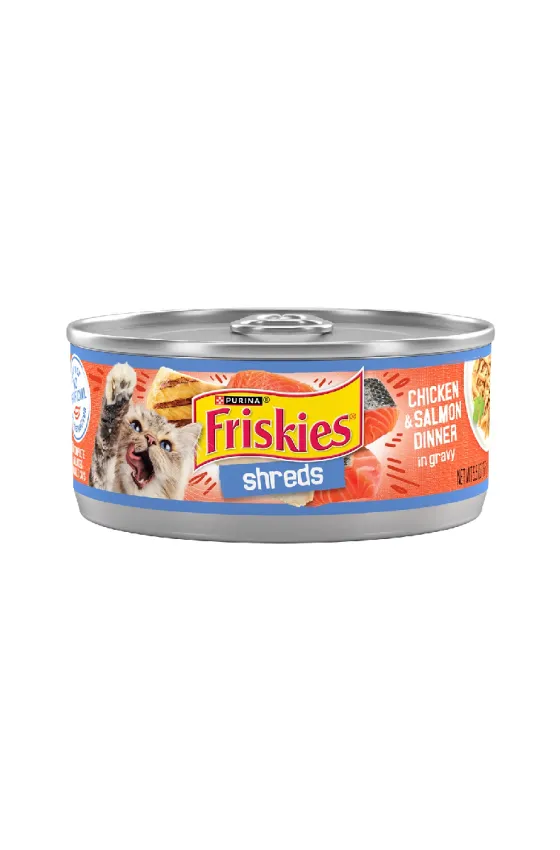 Purina Friskies SHREDS Chicken & Salmon Dinner in Gravy 156g