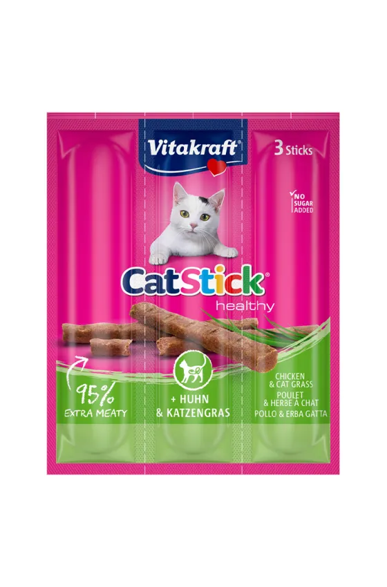 VITAKRAFT CAT STICKS MINI CHICKEN & CAT GRASS